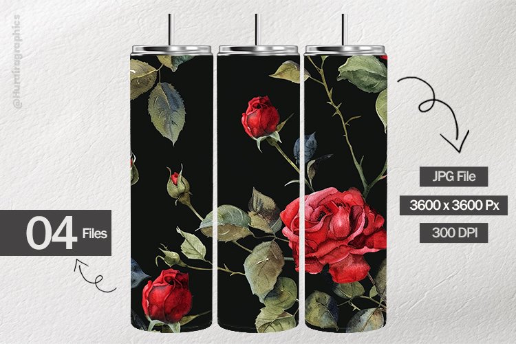 Watercolor Roses Digital Papers - 04 Variations example image 1