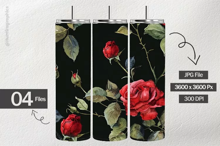Watercolor Roses Digital Papers - 04 Variations