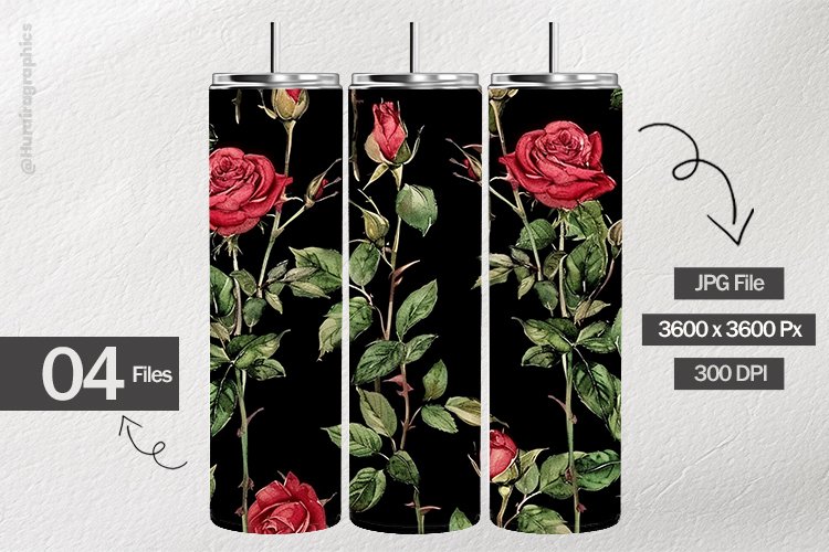 Watercolor Roses Digital Papers - 04 Variations example image 1
