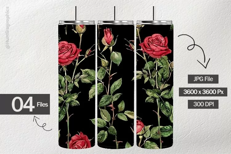 Watercolor Roses Digital Papers - 04 Variations