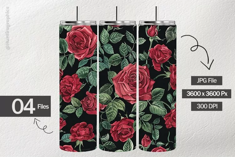 Watercolor Roses Digital Papers - 04 Variations