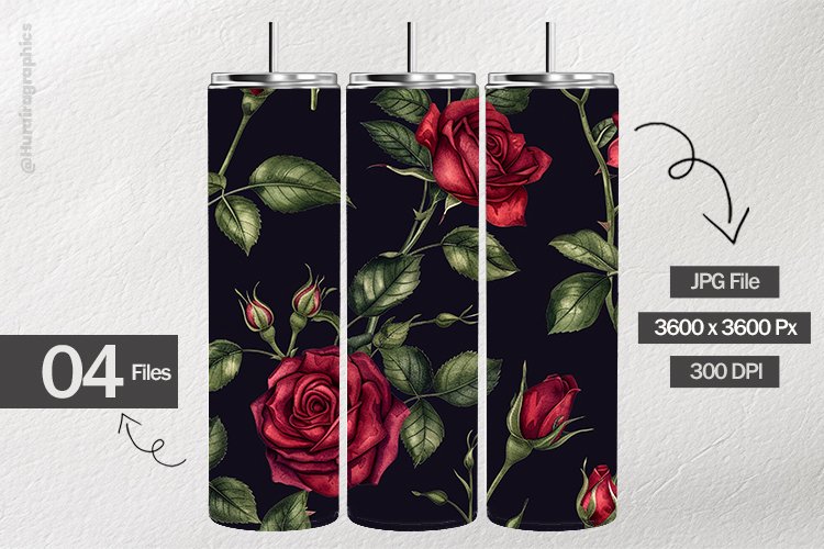 Watercolor Roses Digital Papers - 04 Variations example image 1