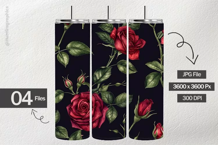 Watercolor Roses Digital Papers - 04 Variations