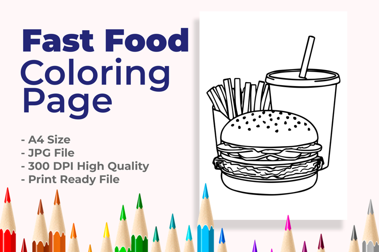 Fast Food Coloring Page example image 1