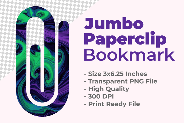 Green Purple Liquid Jumbo Paperclip Bookmark example image 1