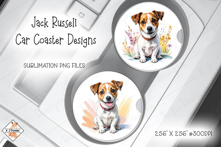 Jack Russell Dog Car Coasters | Sublimation Designs