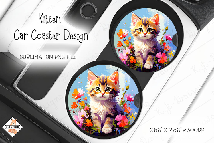 Kitten Car Coaster Design Sublimation