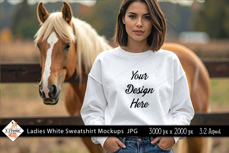 Ladies White Country Sweatshirt mockup jpg