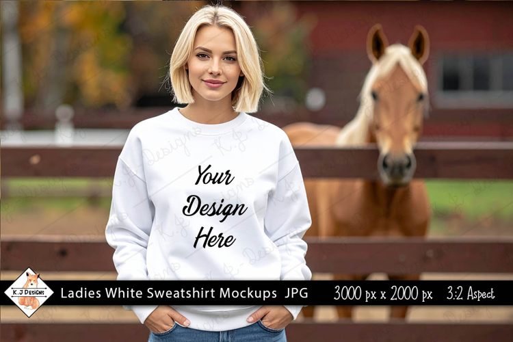 Ladies White Country Sweatshirt mockup jpg