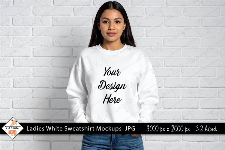 Ladies White Sweatshirt mockup jpg