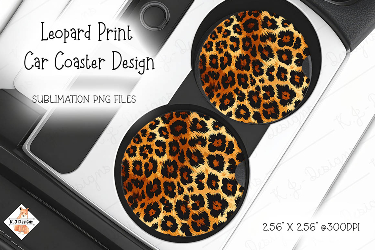 Leopard Print Car Coaster Design Sublimation