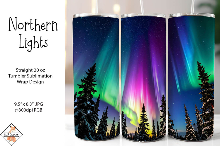 Northern Lights Tumbler Sublimation Wrap | Aurora Borealis