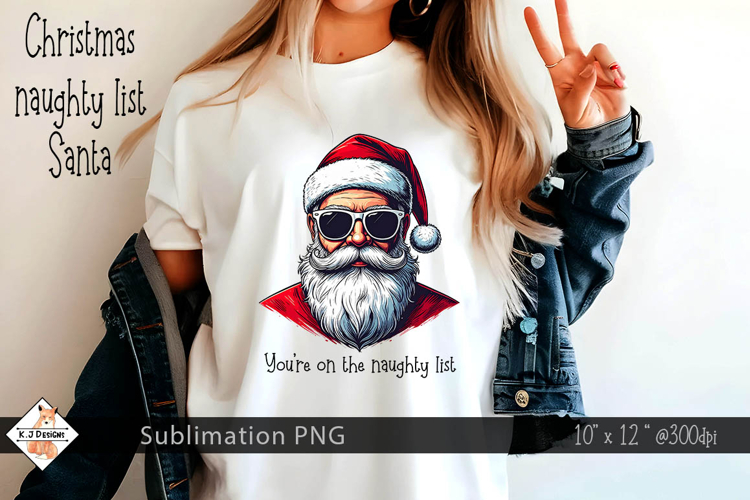 Christmas naughty list Santa Sublimation Design