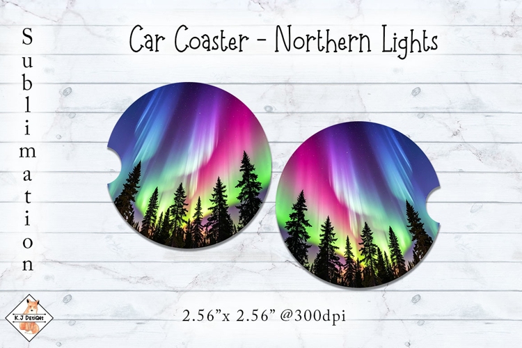 Northern Lights Car Coasters | Sublimation Designs
