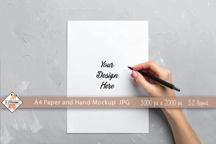 A4 Paper & Hand Mockup JPG