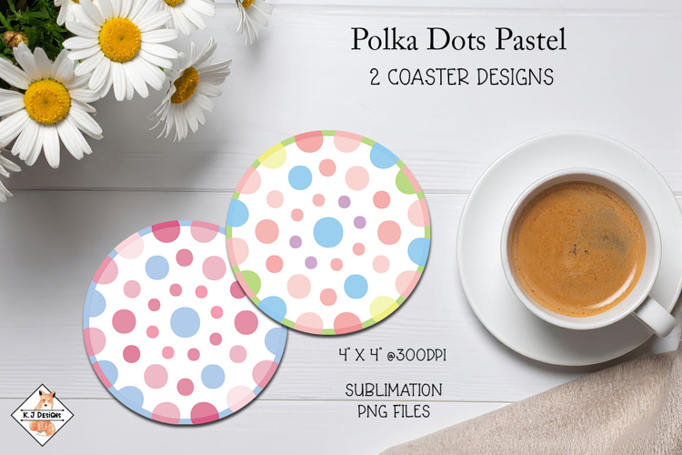 Polka Dots Pastel Coaster Sublimation Designs