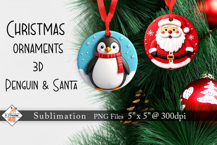 Penguin & Santa 3D Christmas Cookie Ornaments