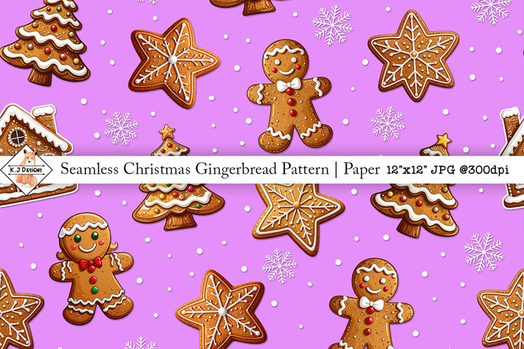 Seamless Christmas Gingerbread Pattern | Digital Paper
