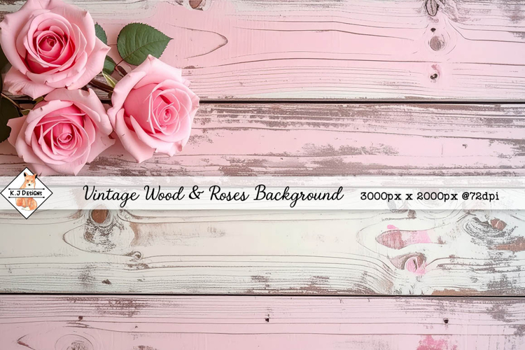 Vintage Wood & Roses Background