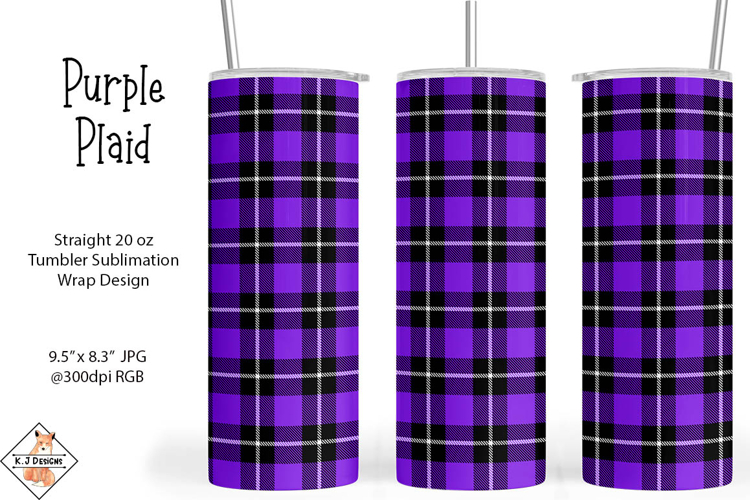 Purple Plaid Tumbler Sublimation Design