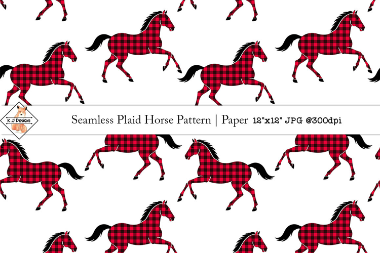 Seamless Plaid Horse Pattern | Paper