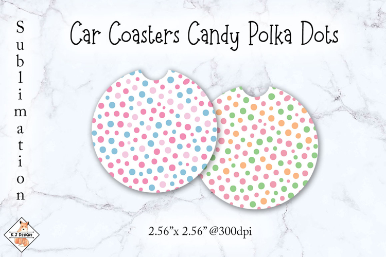 Car Coasters Candy Polka Dots Sublimation Design