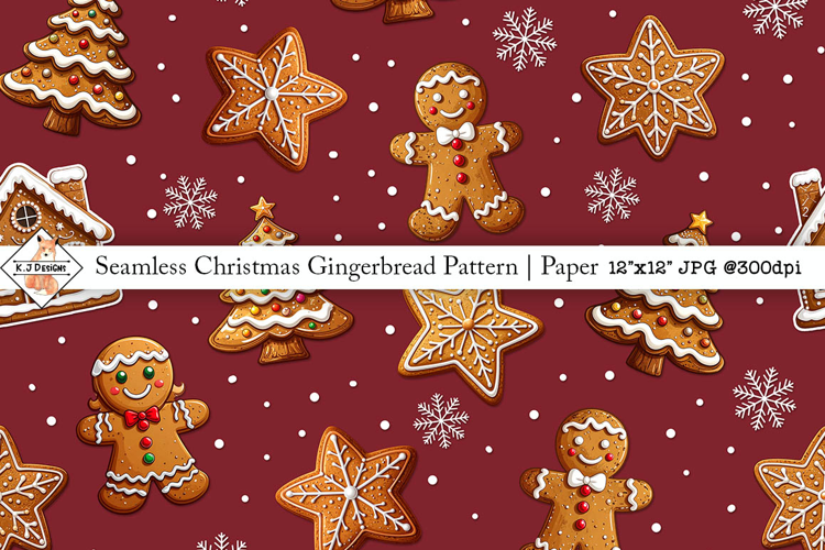 Seamless Christmas Gingerbread Pattern | Digital Paper