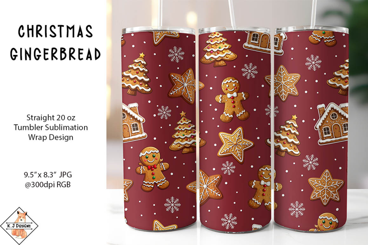 Christmas Gingerbread Tumbler Sublimation Wrap
