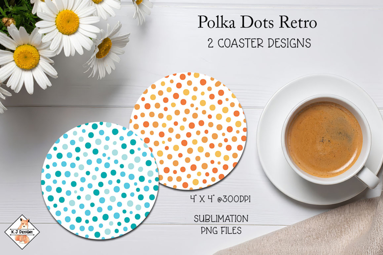 Polka Dots Retro Coaster Sublimation Designs