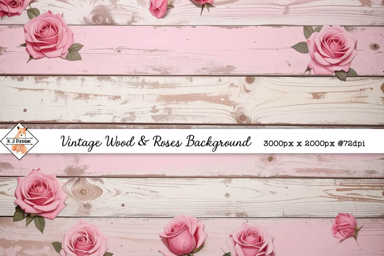 Vintage Wood & Roses Background