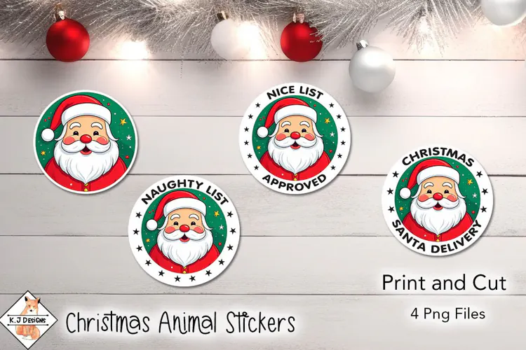 Christmas Happy Santa Stickers | Print and Cut