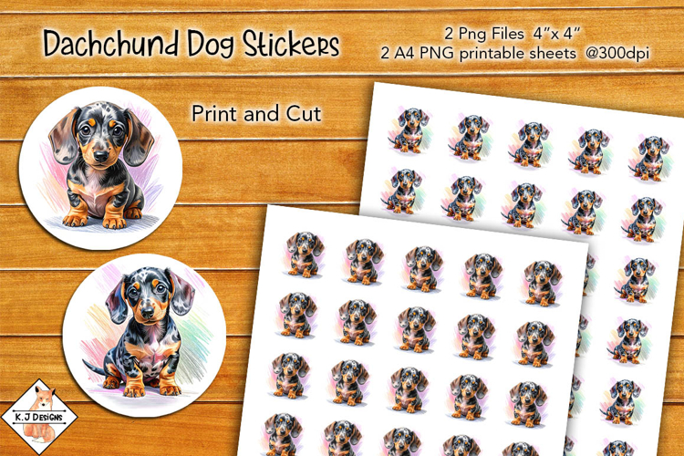 Dachshund Dog Stickers & A4 Sheets | Print and Cut