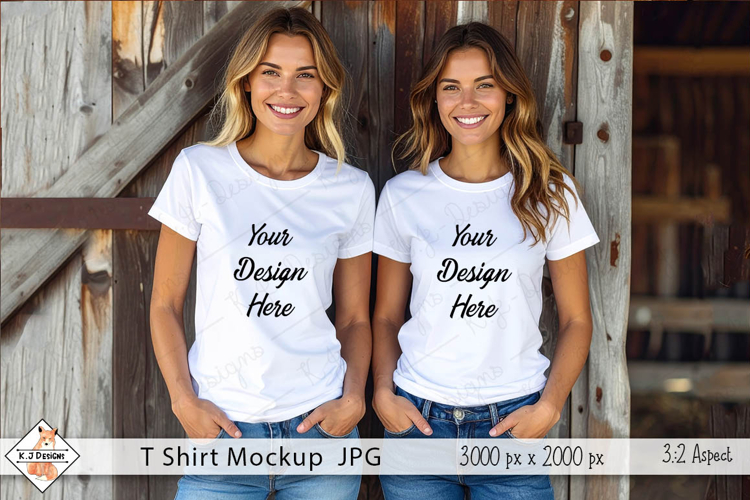 Sisters White T shirt Mockup Photo JPG | Background