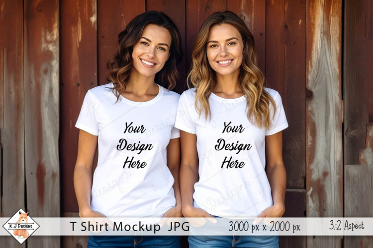 Sisters White T shirt Mockup Photo JPG | Background