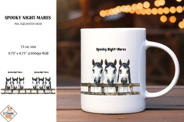 Spooky Night-Mares Halloween Mug Wrap Sublimation | 15 oz. example image 1