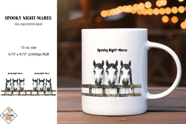 Spooky Night-Mares Halloween Mug Wrap Sublimation | 15 oz.