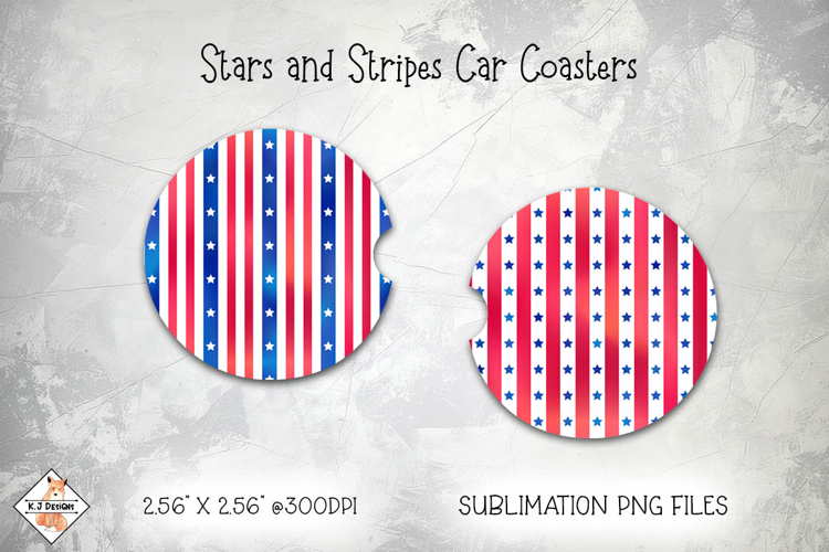 Stars and Stripes Car Coasters | Sublimation Designs
