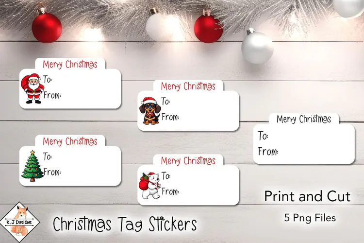 Christmas Tag Stickers | Print and Cut