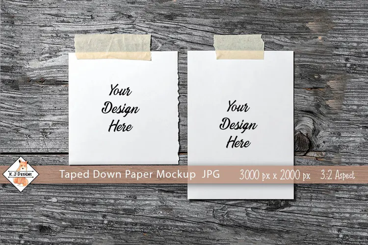 Taped Down Paper Background Mockup JPG