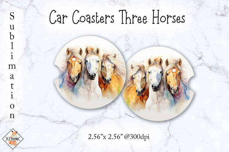 Horses Car Coaster | Sublimation Designs