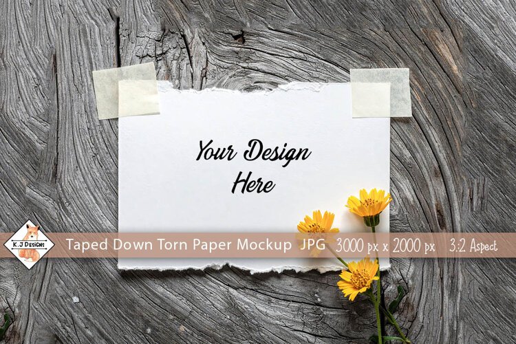 Taped Down Paper Background Mockup JPG example image 1