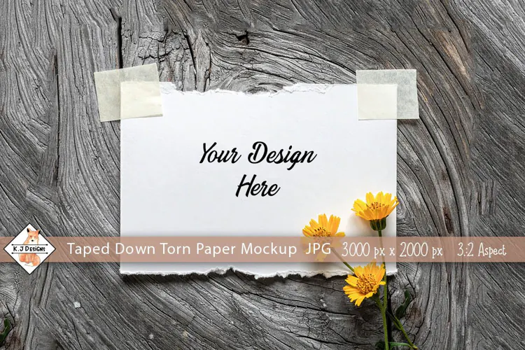 Taped Down Paper Background Mockup JPG