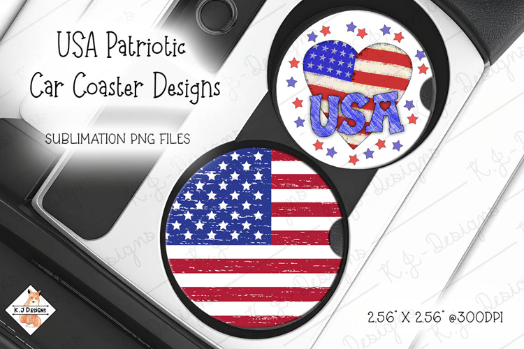American Patriotic Car Coasters | Sublimation Designs