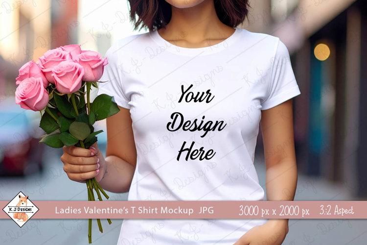 Ladies Valentines White T shirt mockup jpg