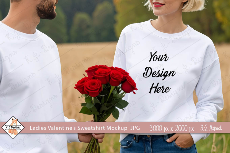 Ladies Valentines White Sweatshirt mockup jpg