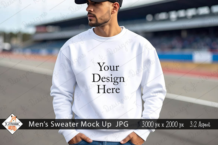 Mens White Sweatshirt mockup jpg