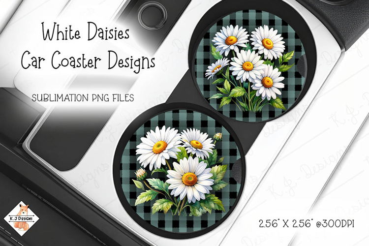 Daisy Car Coasters | Sublimation Designs