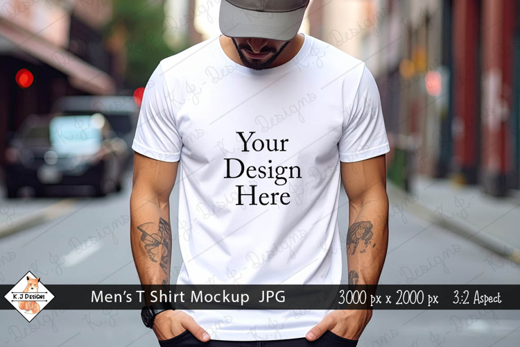 Mens White T Shirt mockup jpg