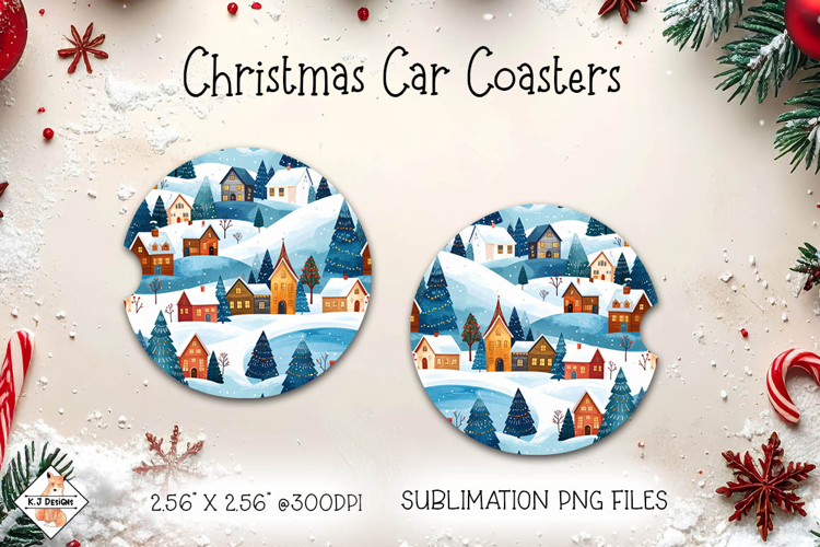 Christmas Car Coasters | Sublimation Designs