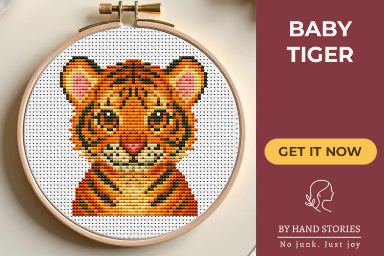 Cute Baby Tiger Cross Stitch Pattern PDF
